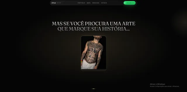 Mesma seção de apresentação exibindo a foto de um fechamento de tronco e braços.