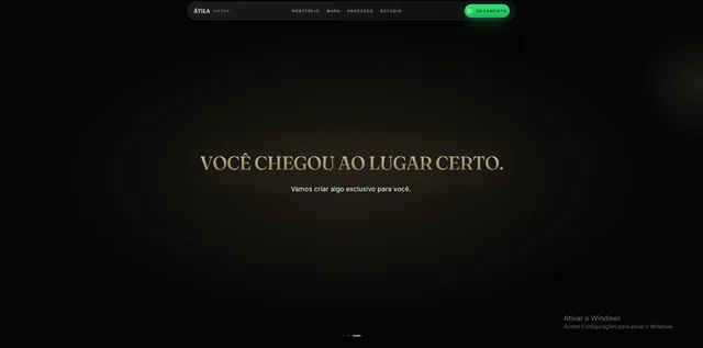 Seção com a mensagem “Você chegou ao lugar certo. Vamos criar algo exclusivo para você.”